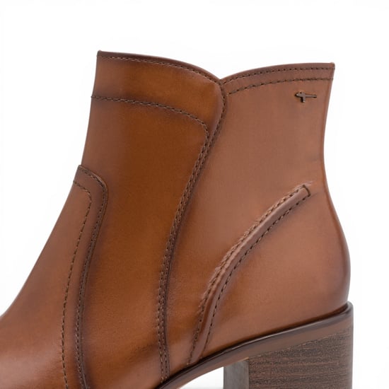 Tamaris damkängor i brun beige läderklack - 25313-47 - Image 5