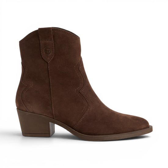 Tamaris Women’s Brown Suede Leather Cowboy Western Ankle Boots - 25702-41 - Image 1