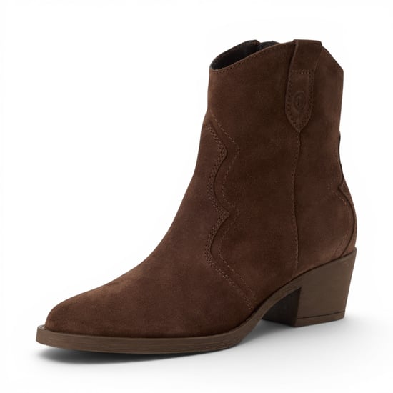 Tamaris Women’s Brown Suede Leather Cowboy Western Ankle Boots - 25702-41 - Image 4
