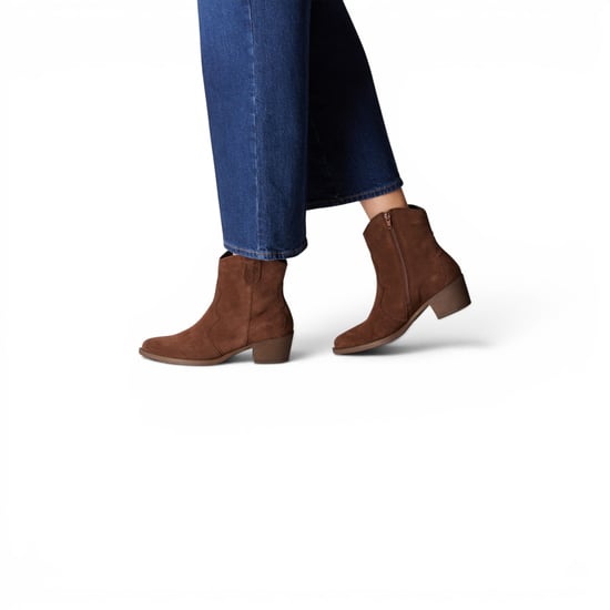 Tamaris Women’s Brown Suede Leather Cowboy Western Ankle Boots - 25702-41 - Image 5