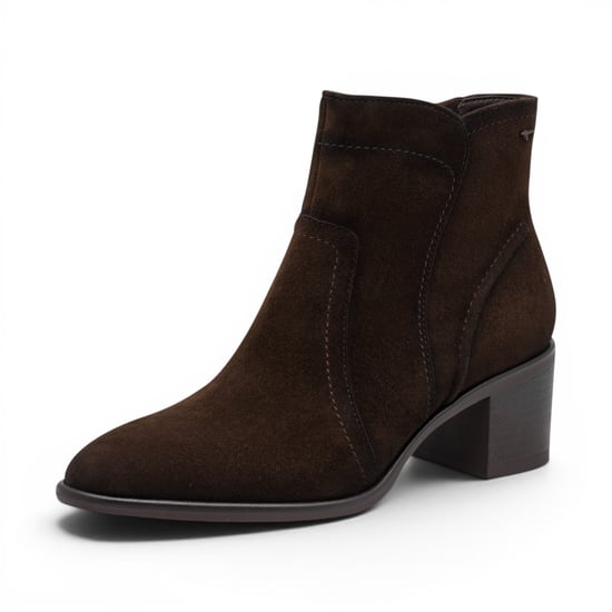 Tamaris Dames Mocca Brown Suède Leren Enkellaarzen met hakken - 25313-47 - Image 4