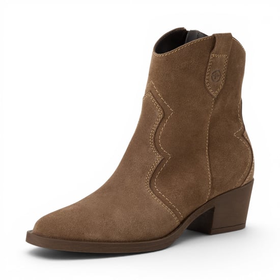 Tamaris dames Camel Brown Suede Leren Cowboy Western Enkellaarzen - 25702-41 - Image 4