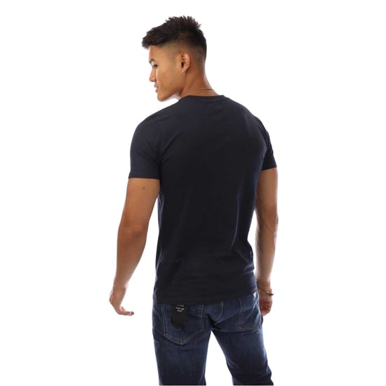 Aquascutum Heren-T-shirt met logo op de borst en ronde hals (Marine, Wit) - Image 2