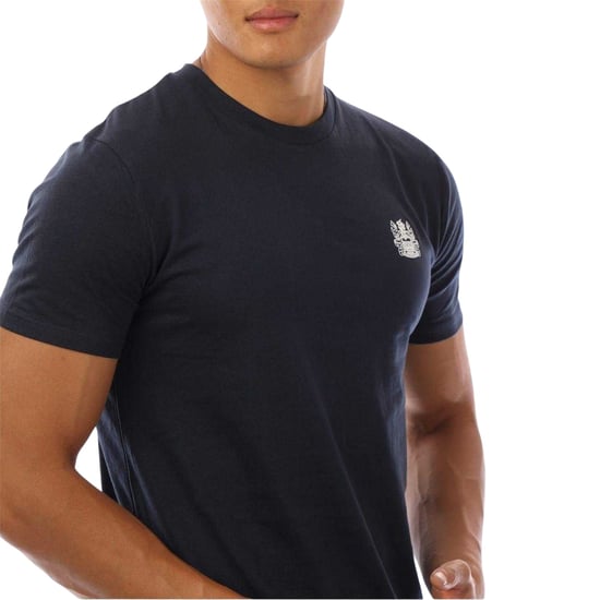 Aquascutum Heren-T-shirt met logo op de borst en ronde hals (Marine, Wit) - Image 3
