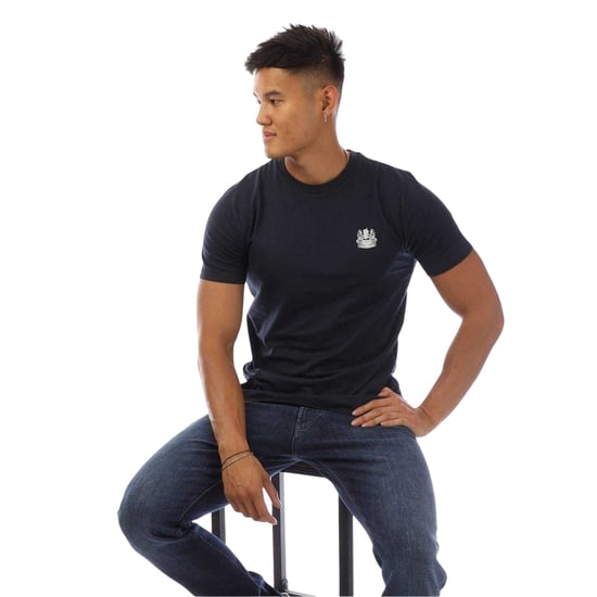 Aquascutum Heren-T-shirt met logo op de borst en ronde hals (Marine, Wit) - Image 4