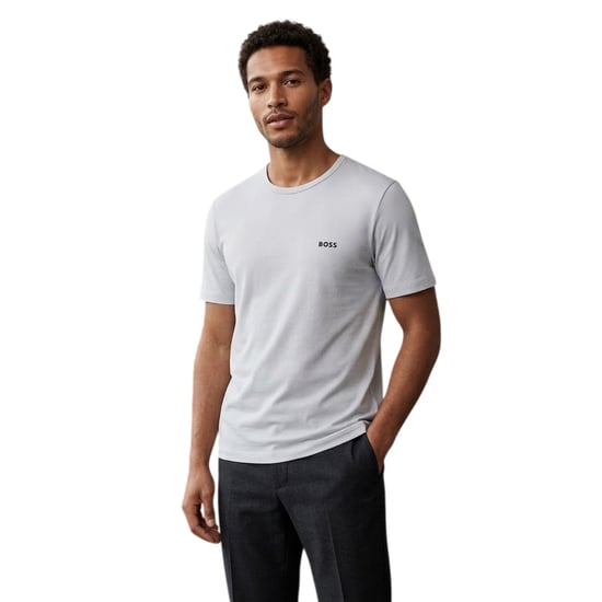 Boss T-shirt med broderad logotyp och rund hals för män (3-pack) (Vit/brun/svart) - Image 3