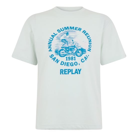Replay Mens Motorbike Cotton Regular T-Shirt (Mint) - Image 2