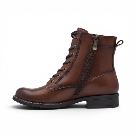 Tamaris Women Brown Leather Lace-Up Combat Boots - 25224-47 - Image 3