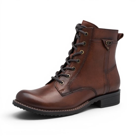 Tamaris Women Brown Leather Lace-Up Combat Boots - 25224-47 - Image 4