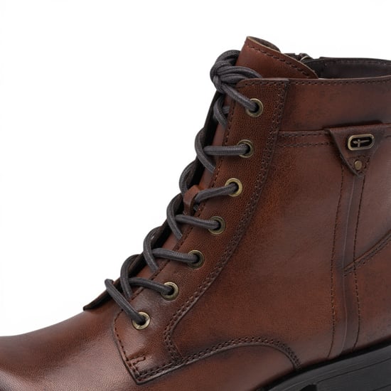 Tamaris Women Brown Leather Lace-Up Combat Boots - 25224-47 - Image 5