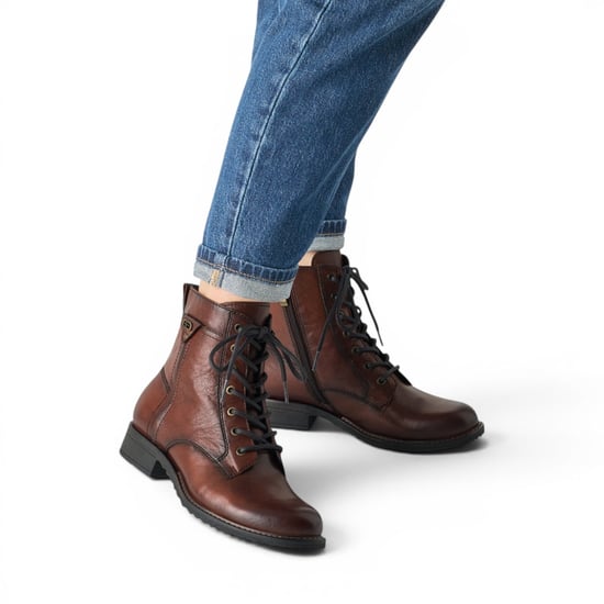 Tamaris Women Brown Leather Lace-Up Combat Boots - 25224-47 - Image 6