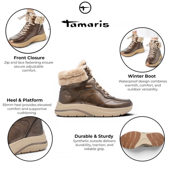 Tamaris dames bruine warme winterwaterdichte veteraars - 26278-45 - Image 2