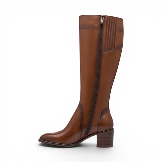 Tamaris dames bruine leren rijlaarzen met kniehoge hak - 25576-47 - Image 3