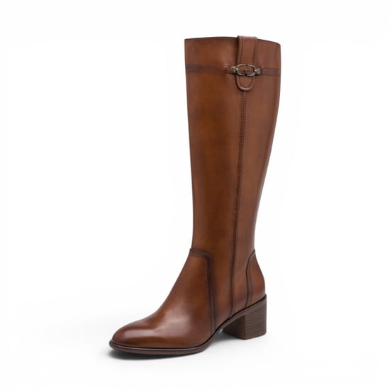 Tamaris dames bruine leren rijlaarzen met kniehoge hak - 25576-47 - Image 4