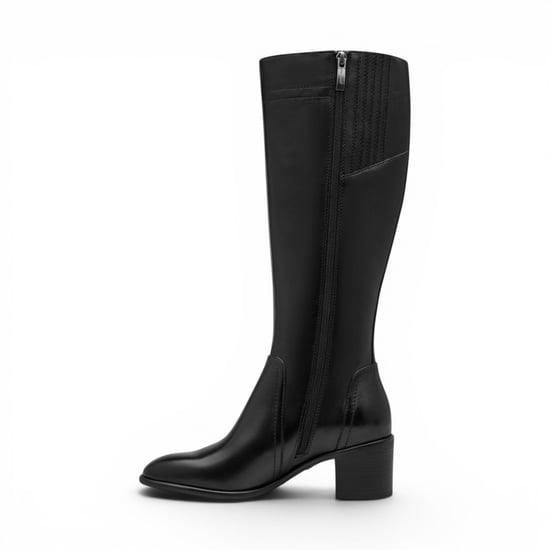 Tamaris dames zwarte leren rijlaarzen met kniehoge hak - 25576-47 - Image 3