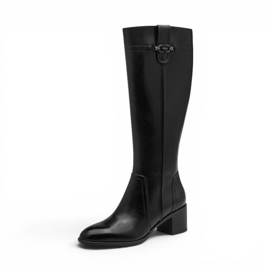 Tamaris dames zwarte leren rijlaarzen met kniehoge hak - 25576-47 - Image 4