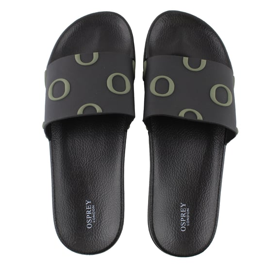 Osprey London The Holiday Mens Black/Khaki Sliders - Image 1