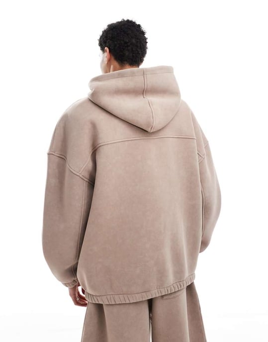 ASOS DESIGN co-ord extremt oversized hoodie i tvättad beige - Image 4