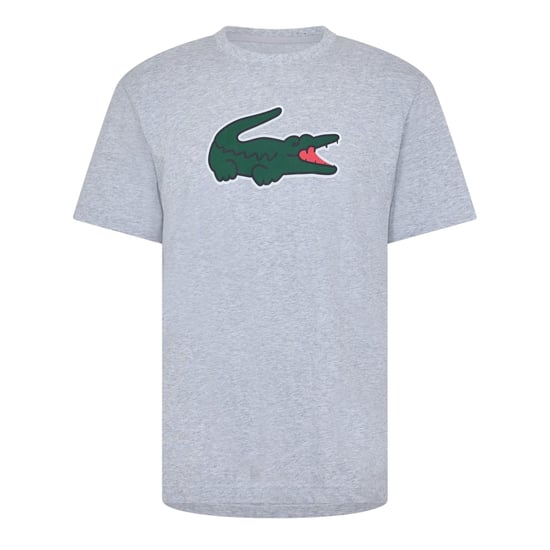 Lacoste Mens Crocodile Print Cotton Regular T-Shirt (Silver/Green) - Image 1