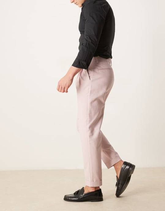 ASOS DESIGN smart tapered bomullschinos i dammig rosa - Image 2