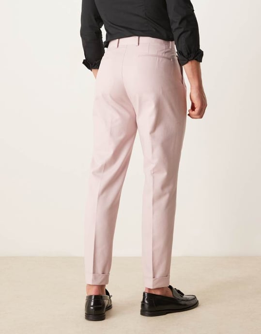 ASOS DESIGN smart tapered bomullschinos i dammig rosa - Image 3