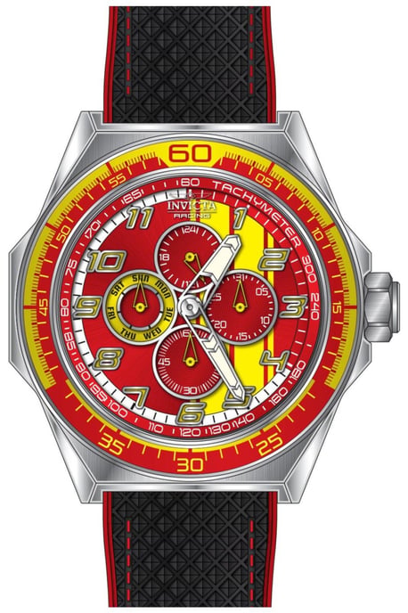 Invicta Racing 50042 Herrklocka - Kvartsverk - Rostfritt Stål med Röd Urskiva - 50 mm - Image 1