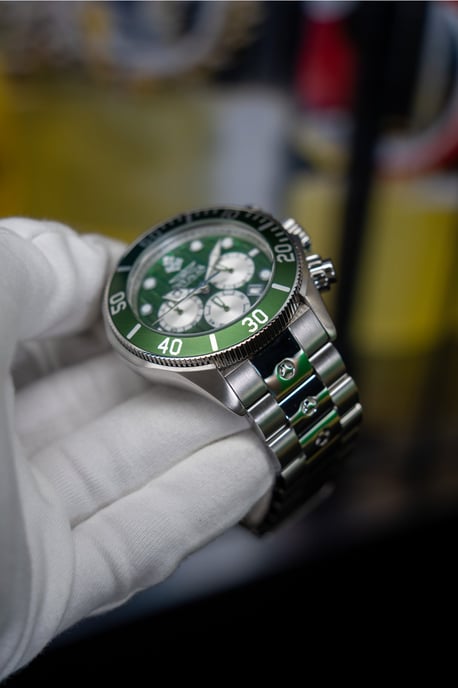 Invicta Ocean Voyage 47833 Herenhorloge - Quartz Uurwerk - Roestvrij Staal met Groene Wijzerplaat - 51 mm - Image 3