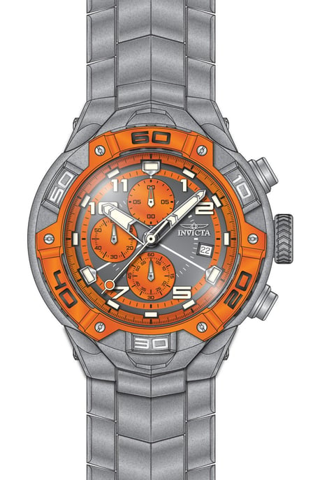 Invicta Speedway 49883 Herenhorloge - Quartz Uurwerk - Roestvrij Staal met Oranje Wijzerplaat - 50 mm - Image 1