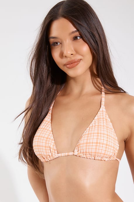 Gingham Triangle Bikini Top And Tie Side Bikini Bottoms - Image 4