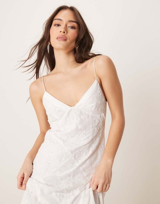 ASOS DESIGN mikropyntad cami maxiklänning i vitt - Image 2