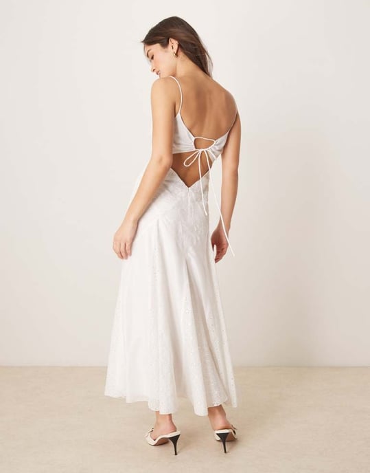 ASOS DESIGN mikropyntad cami maxiklänning i vitt - Image 4