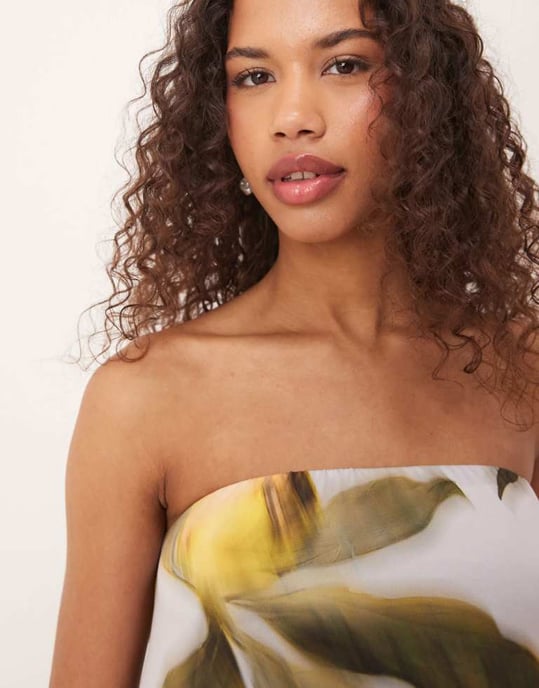 ASOS DESIGN bandeau-blommig maxikjol - Image 2