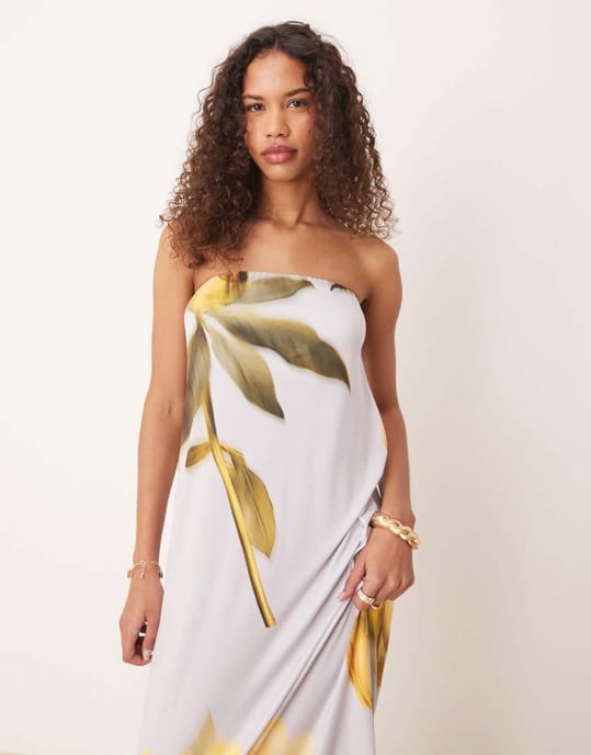 ASOS DESIGN bandeau-blommig maxikjol - Image 3