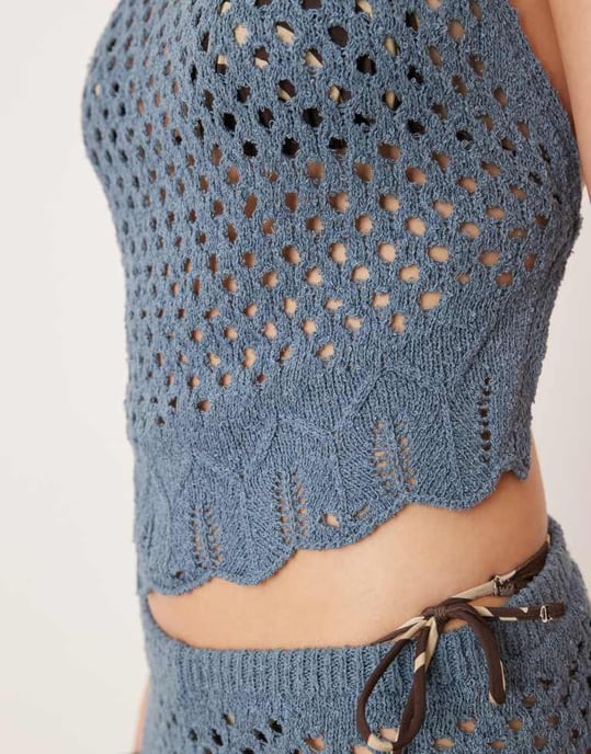 ASOS DESIGN stickad strandtopp i blått - Image 3