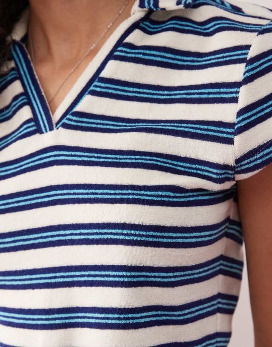 COLLUSION frotté randig polo topp-set i blått - Image 2