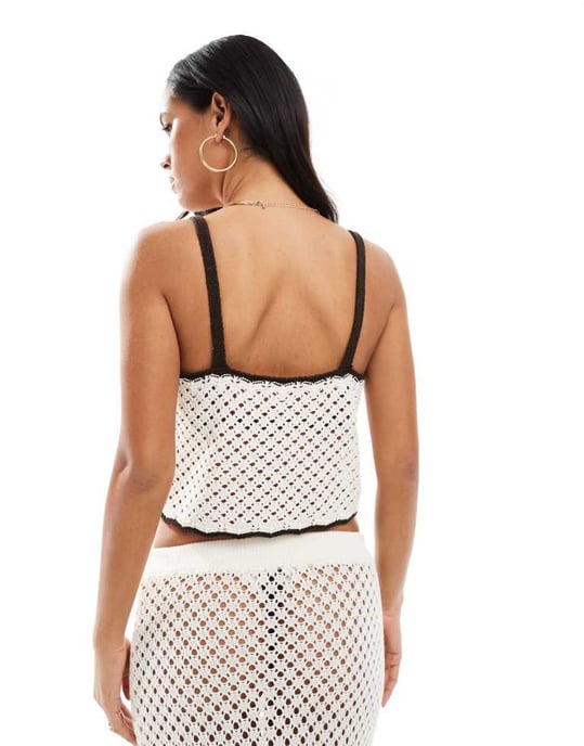 Miss Selfridge stickad knytfront cami topp strandkoordinat i ecru - Image 3