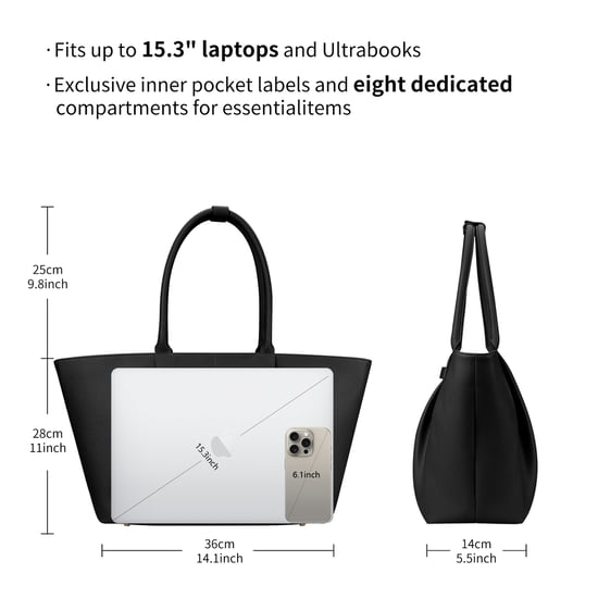 VICTORIA HYDE Business & Laptop Handbag Ada Black | Fits up to 16" Laptop - Image 4