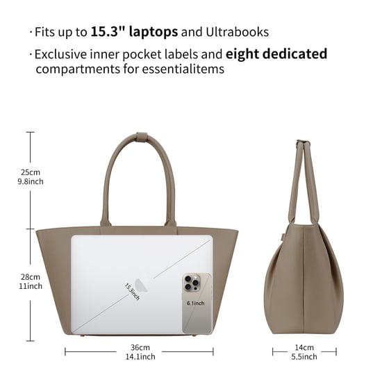 VICTORIA HYDE Business & Laptop Handbag Ada Beige | Fits up to 16" Laptop - Image 4