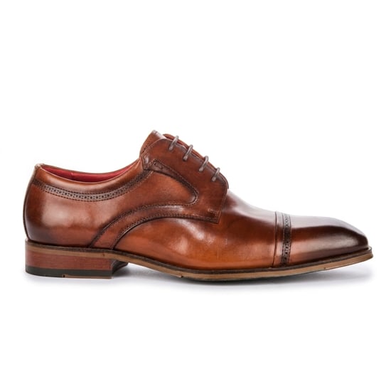 Justin Reess heren gepolijste bruine leren cap teen derby schoenen - Everett - Image 1