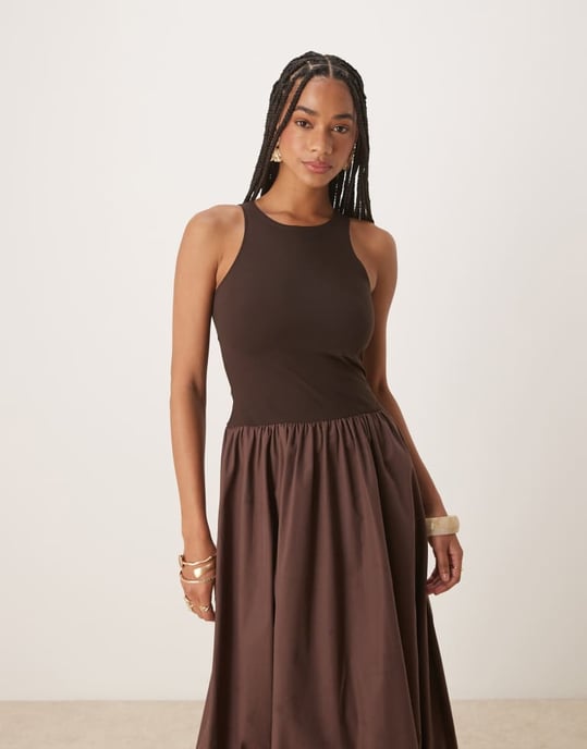 ASOS DESIGN hybrid racermaxiklänning i choklad - Image 2