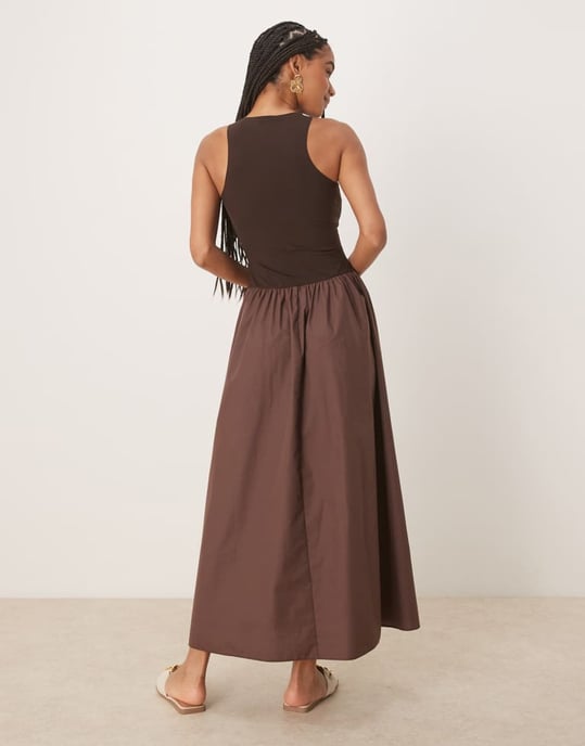 ASOS DESIGN hybrid racermaxiklänning i choklad - Image 3
