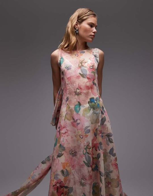 ASOS DESIGN ultimat genomskinlig chiffonmaxiklänning i blandat blommönster - Image 4