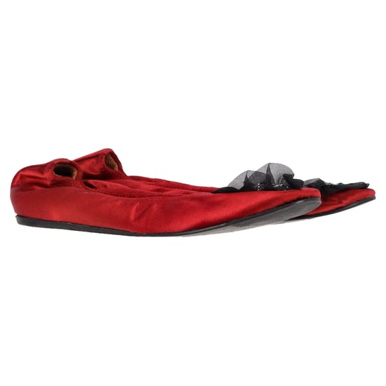 Lanvin Brooch-Embellished Ballet Flats in Red Satin - Image 4