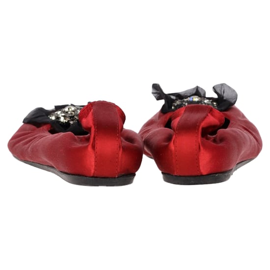 Lanvin Brooch-Embellished Ballet Flats in Red Satin - Image 5