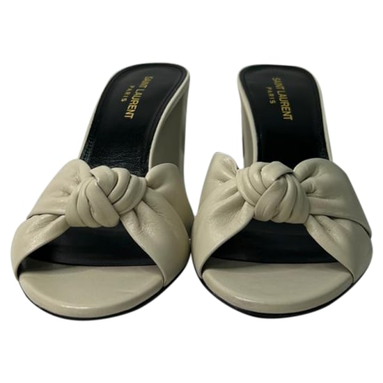 Saint Laurent Bianca Slide Sandals in White Leather - Image 2