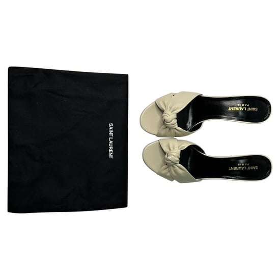 Saint Laurent Bianca Slide Sandals in White Leather - Image 4
