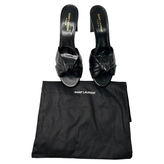 Saint Laurent Bianca Slide Sandals in Black Leather - Image 2