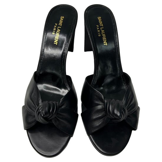 Saint Laurent Bianca Slide Sandals in Black Leather - Image 5