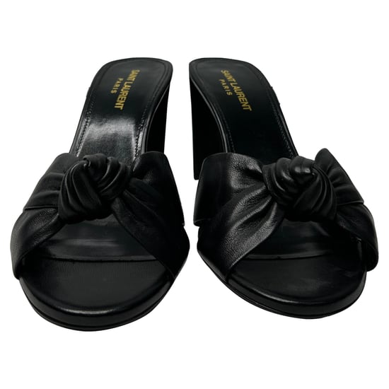 Saint Laurent Bianca Slide Sandals in Black Leather - Image 6