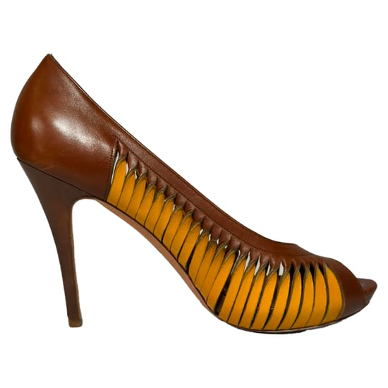 Alexander McQueen Colorblock Pumps in Brown Leather - Image 1